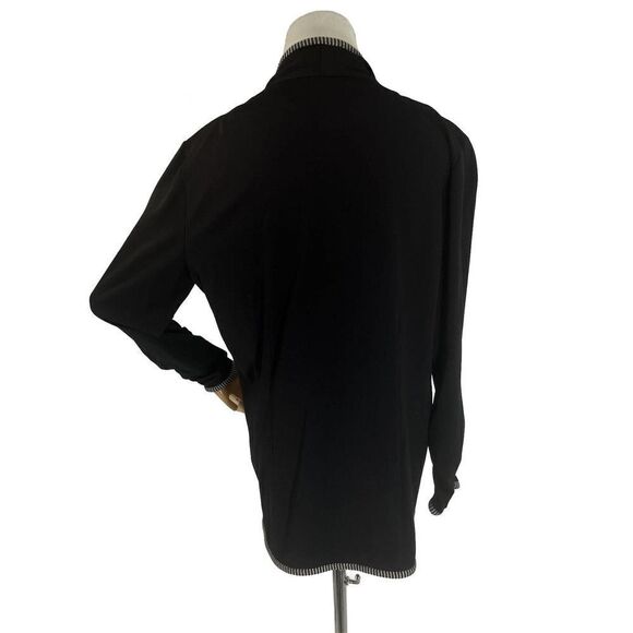 Anthropologie Luii Black Blazer Jacket Size Large 3/4 Ruched Sleeve - Picture 3 of 10